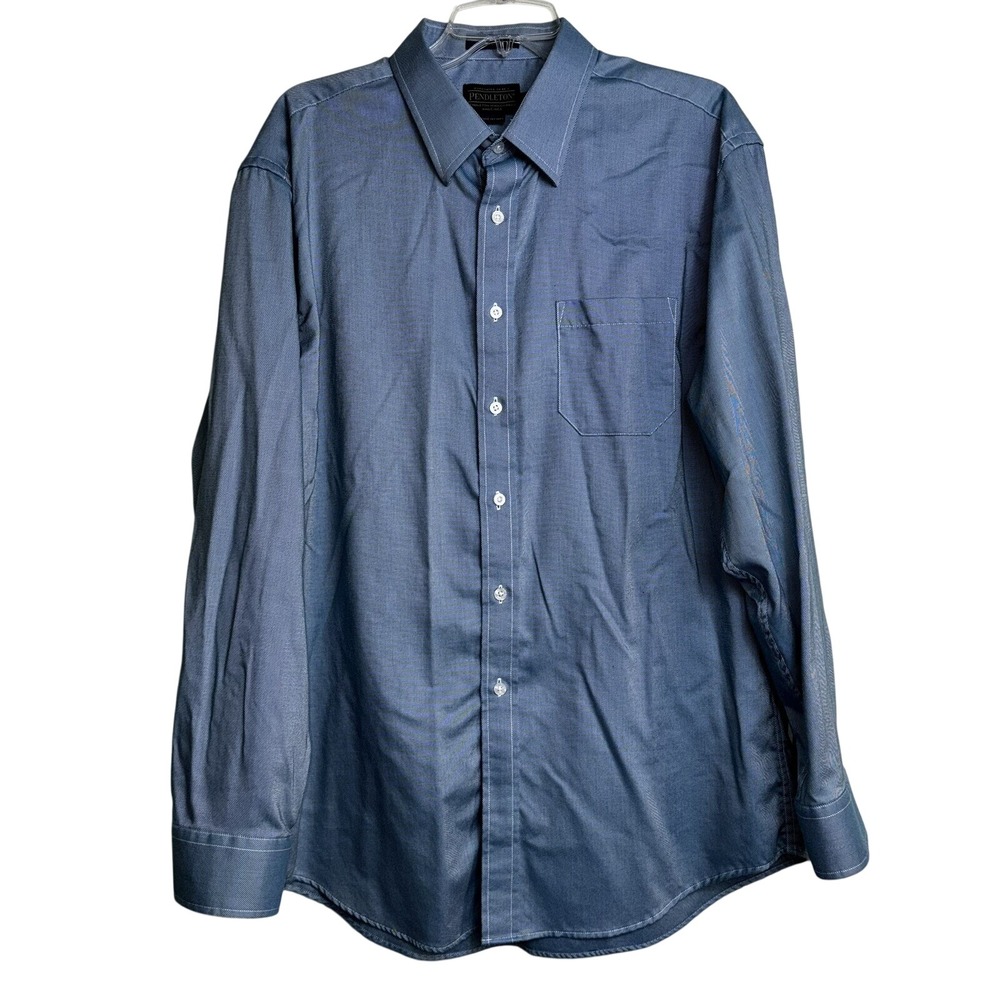 Pendleton Bridgeport Mens XL Blue Micro Stripe Cotton Button Down Shirt‎ 70Z662